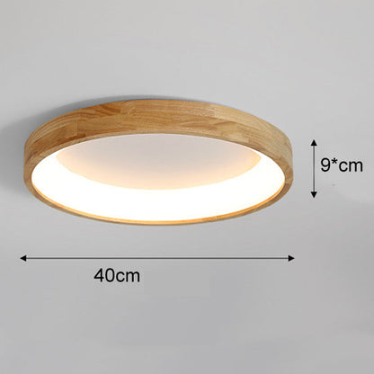 RoyaleGlow Modern Wood LED Flush Mount Ceiling Light-Minimalist Round Fixture