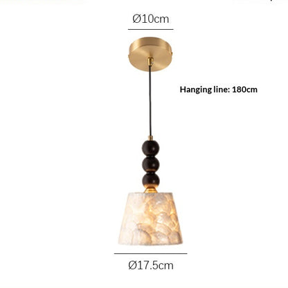 LuxRoyale Capiz Shell Pendant Light with Black Iron Beads