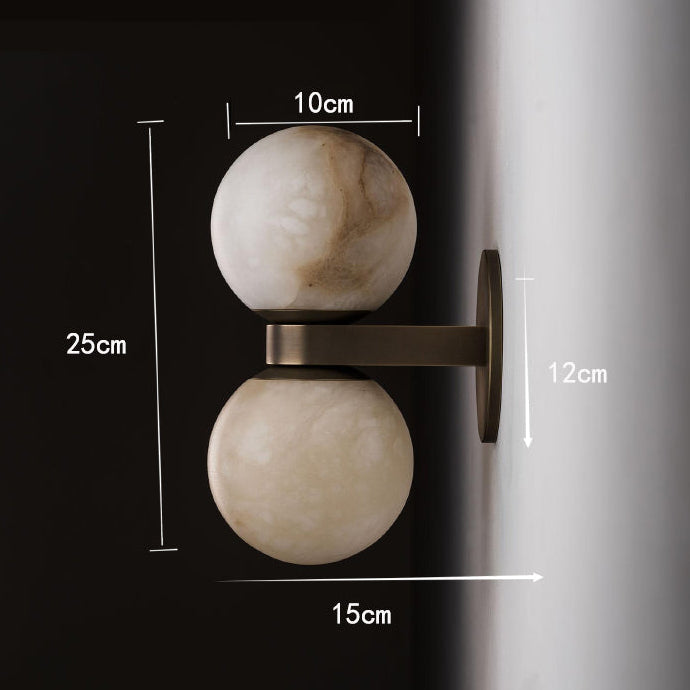 Royelux Modern Marble Dual Globe Wall Sconce - Elegant Nordic Brass Light