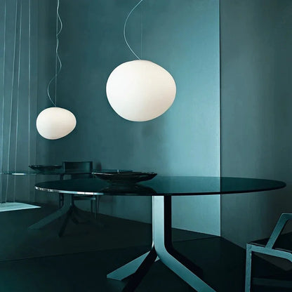 LuxRoyale Modern Pebble LED Pendant Light White Frosted Glass Diffuser