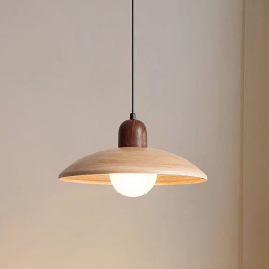 LuxRoyale Japanese Walnut Pendant Light, Wabi-Sabi Handcrafted Minimalist Fixture