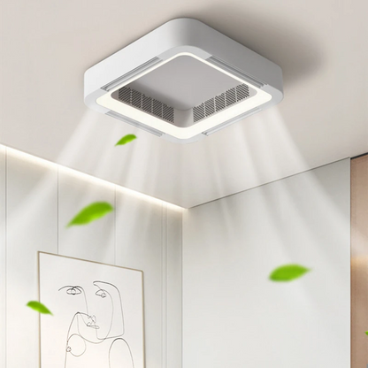 RoyaleGlow Flush Mount Bladeless Ceiling Fan With LED Light And Remote