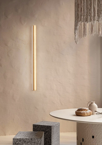 RoyaleGlow Dimmable LED Wall Sconce - Natural Yellow Travertine Wabi-Sabi Lighting