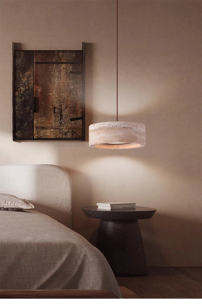 LuxRoyale Modern Travertine Pendant Light - Natural Stone LED for Dining & Kitchen