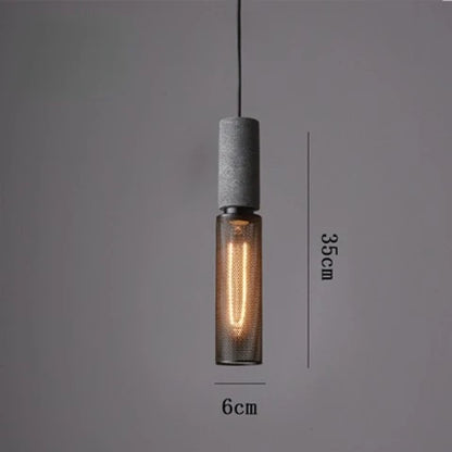Royelux Industrial Concrete & Metal Pendant Light Fixture with Amber Glass Shade