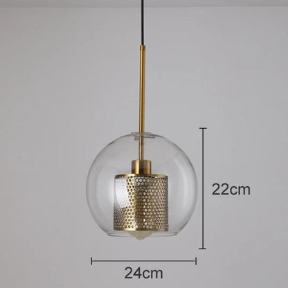 LuxRoyale Double-Layer Glass Pendant Light With Inner Mesh Core and Outer Glass Shade