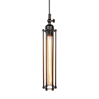 Rayvia Vintage Industrial Flute Pendant Light, Metal Glass Hanging Fixture