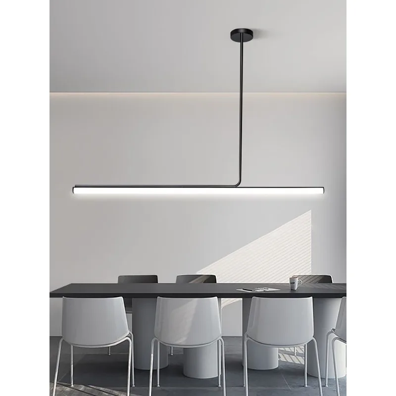 RoyaleGlow Modern Long Tube Pendant Light - Remote Dimmable Hanging Lamp
