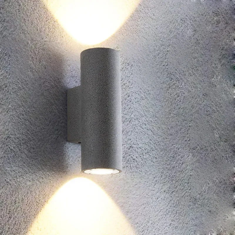RoyaleGlow Modern Outdoor Concrete Wall Sconce - Up Down Dimmable Cylinder Light