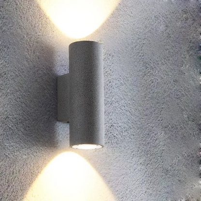 RoyaleGlow Modern Outdoor Concrete Wall Sconce - Up Down Dimmable Cylinder Light