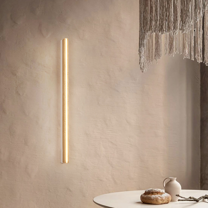 RoyaleGlow Dimmable LED Wall Sconce - Natural Yellow Travertine Wabi-Sabi Lighting