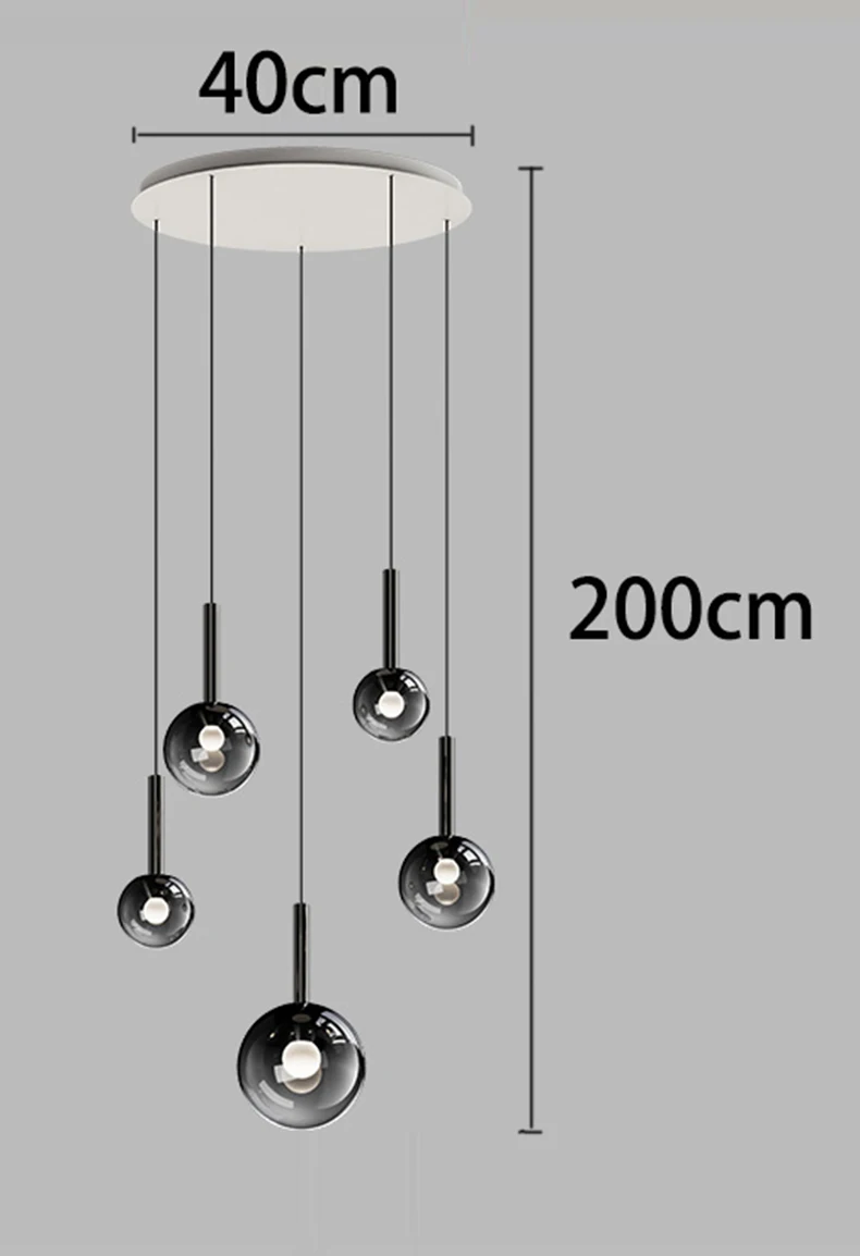 RoyaleGlow Modern Glass Bubble Pendant Chandelier for High Ceilings & Staircases