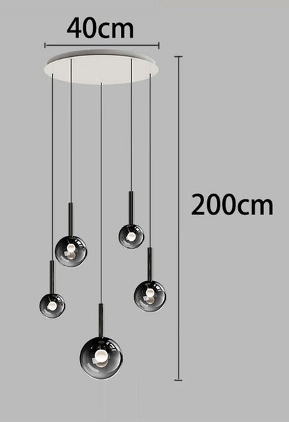RoyaleGlow Modern Glass Bubble Pendant Chandelier for High Ceilings & Staircases