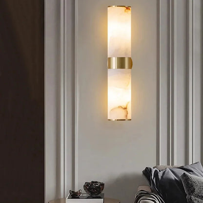 RoyaleGlow Modern Brass & Alabaster Wall Sconce - Elegant Up/Down Lighting