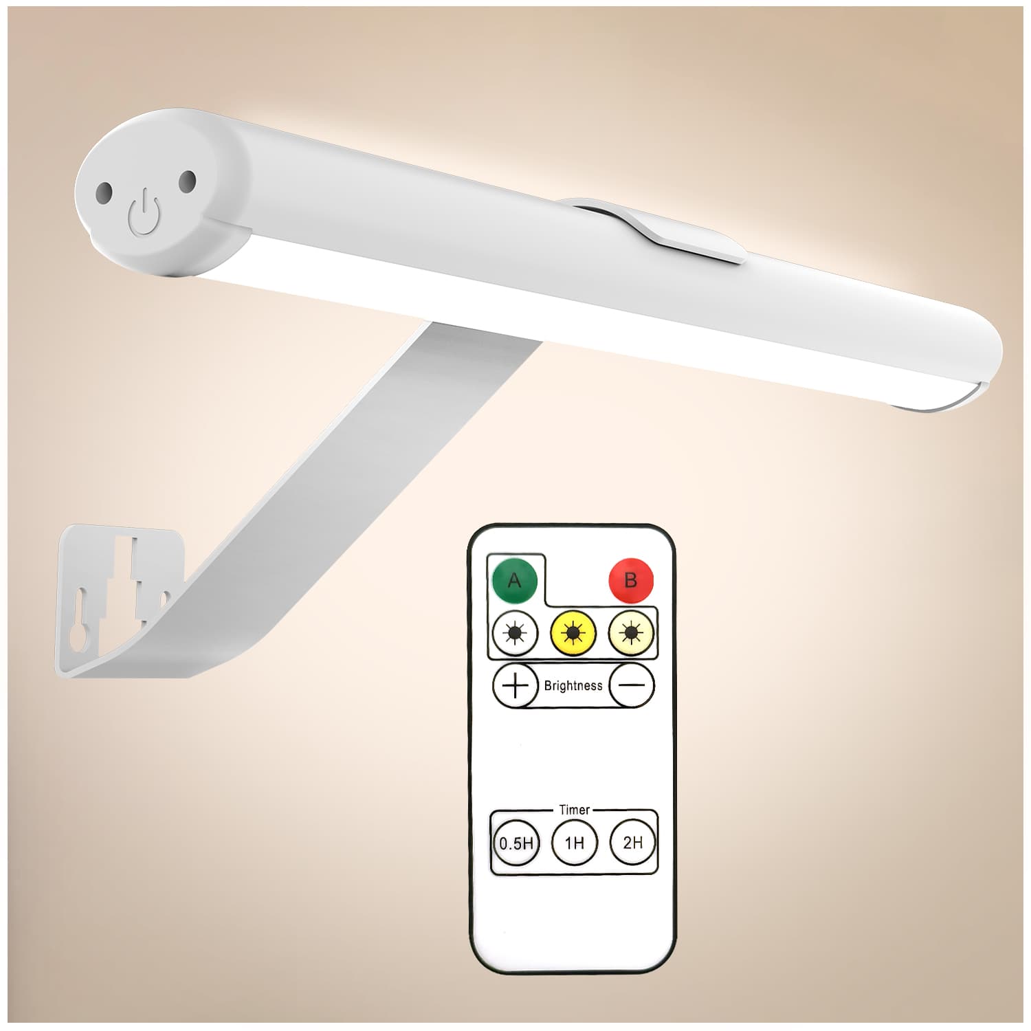 Wireless LED Rechargeable Picture Light with Remote Control - Perfect for Art and Photos - White