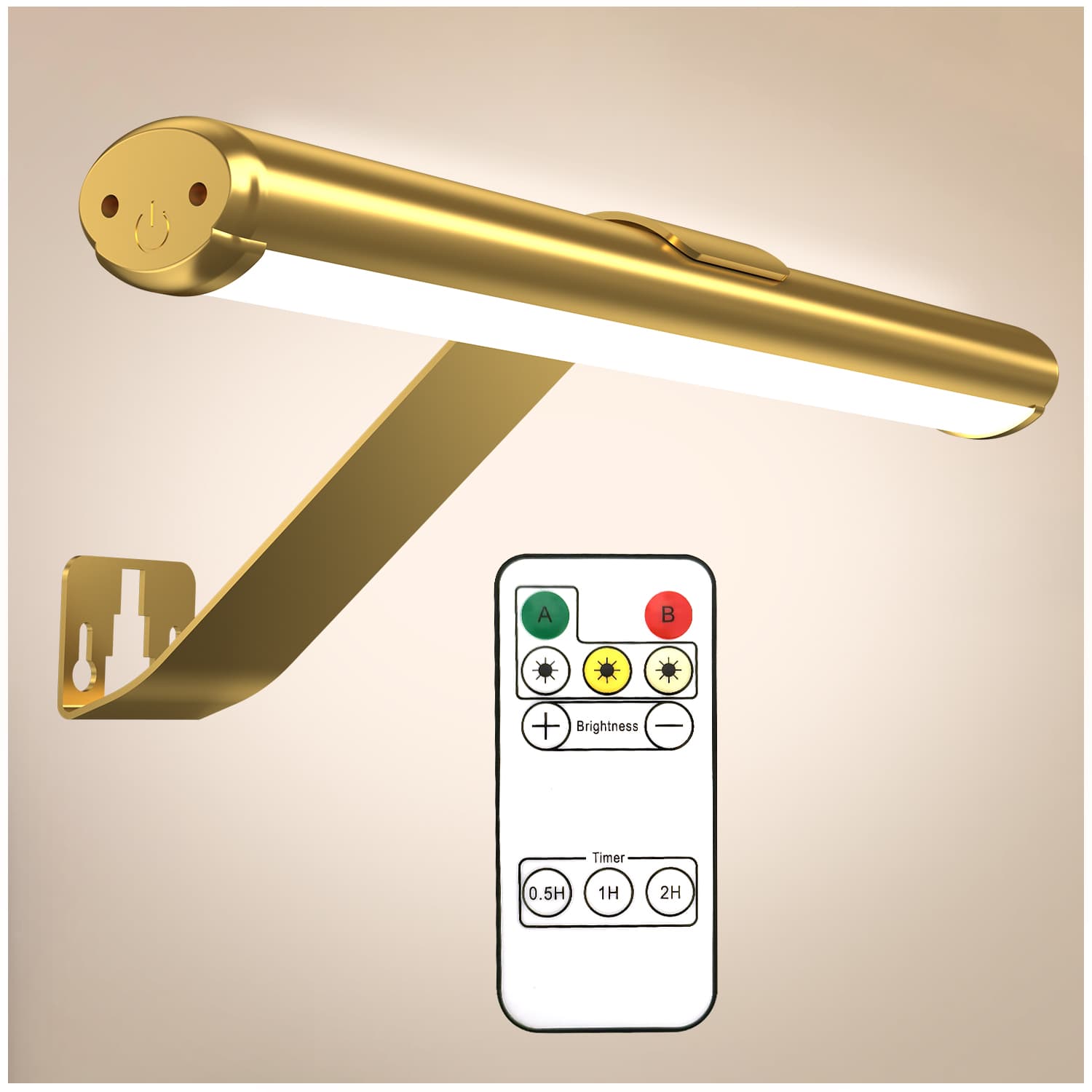 Wireless LED Rechargeable Picture Light with Remote Control - Perfect for Art and Photos - Gold
