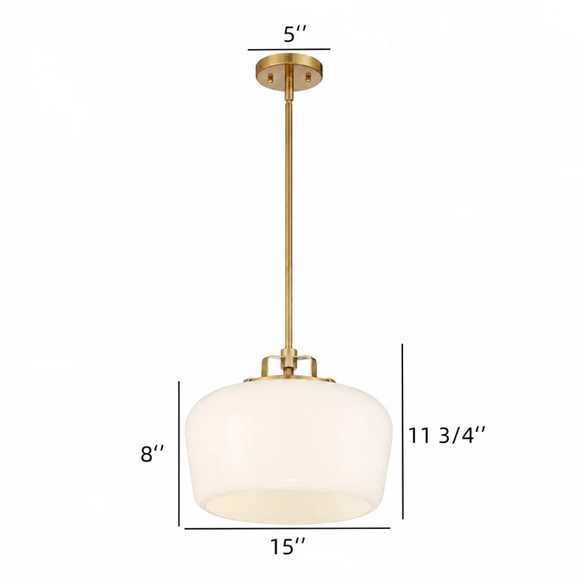 RoyaleGlow Modern Antique Brass Opal Glass Pendant Light for Kitchen Island