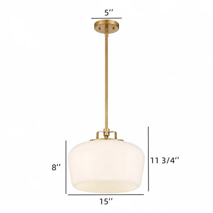 RoyaleGlow Modern Antique Brass Opal Glass Pendant Light for Kitchen Island