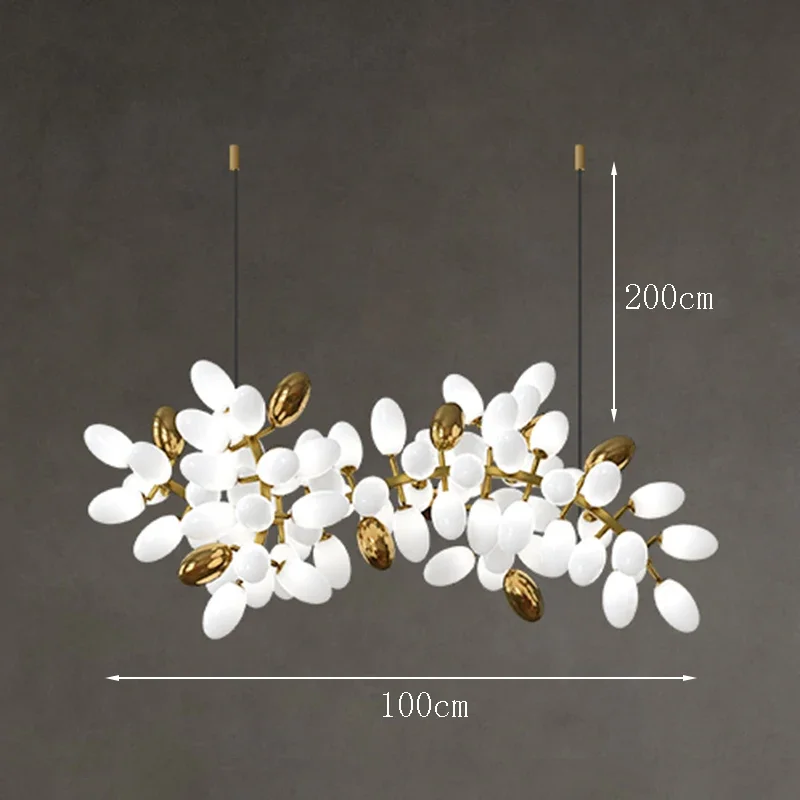 RoyaleGlow Golden Branch Modern Chandelier - Frosted Glass LED  Pendant Light Decor