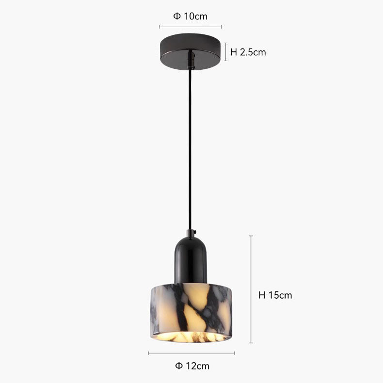 RoyaleGlow Black Marble Cylinder Pendant Light - Modern Ceiling Fixture