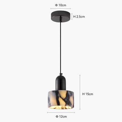 RoyaleGlow Black Marble Cylinder Pendant Light - Modern Ceiling Fixture