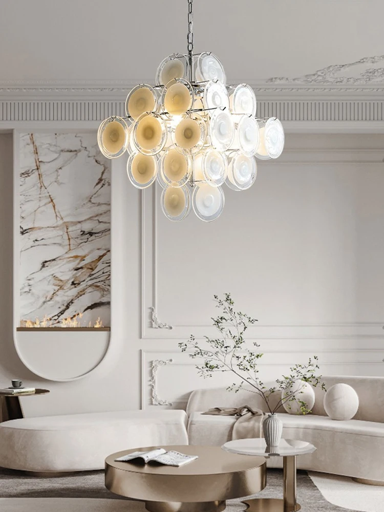 Royelux Glass Disc Chandelier - Vintage Art Pendant Light