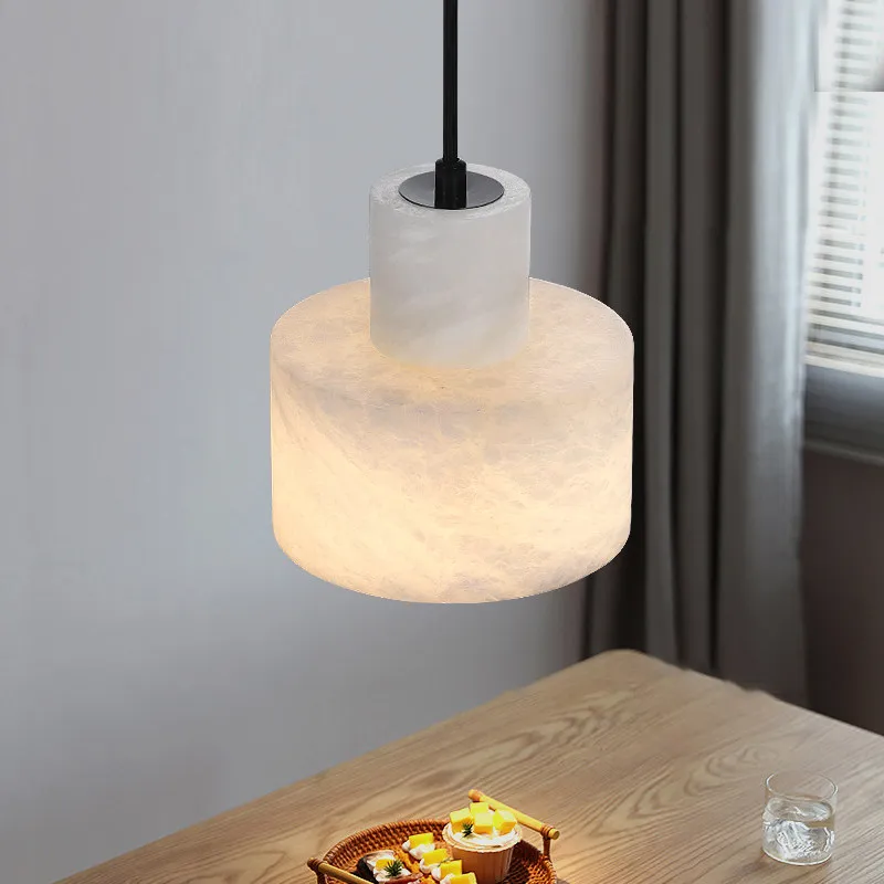 LuxRoyale Alabaster Stone Pendant Light - Adjustable Hanging Lamp