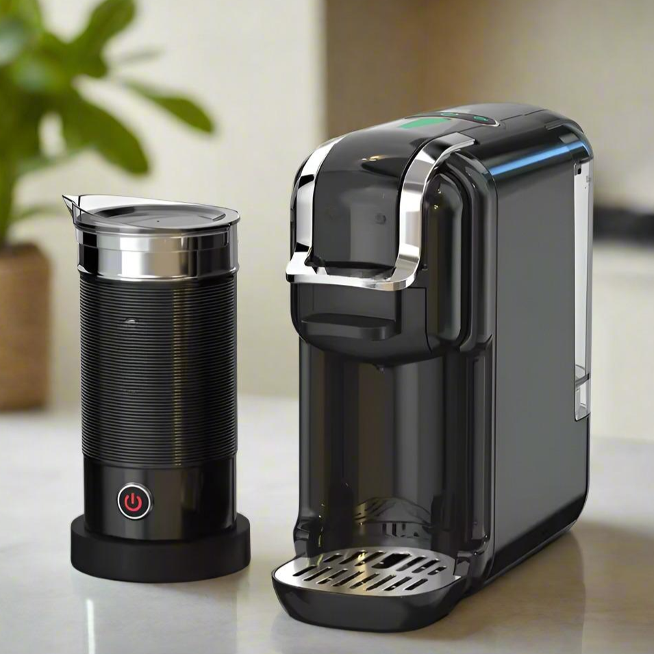 5-in-1 Coffee Machine – 20-Bar Multiple Capsule Brewer with Milk Frother