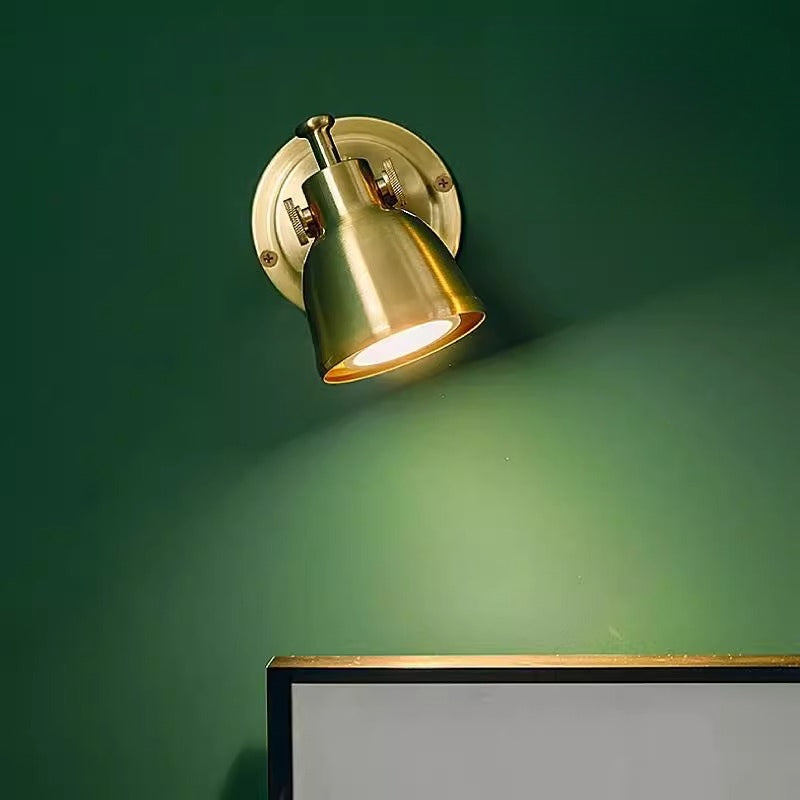 Royelux Vintage Brushed Brass Bell Wall Sconce - Adjustable Industrial Accent Light