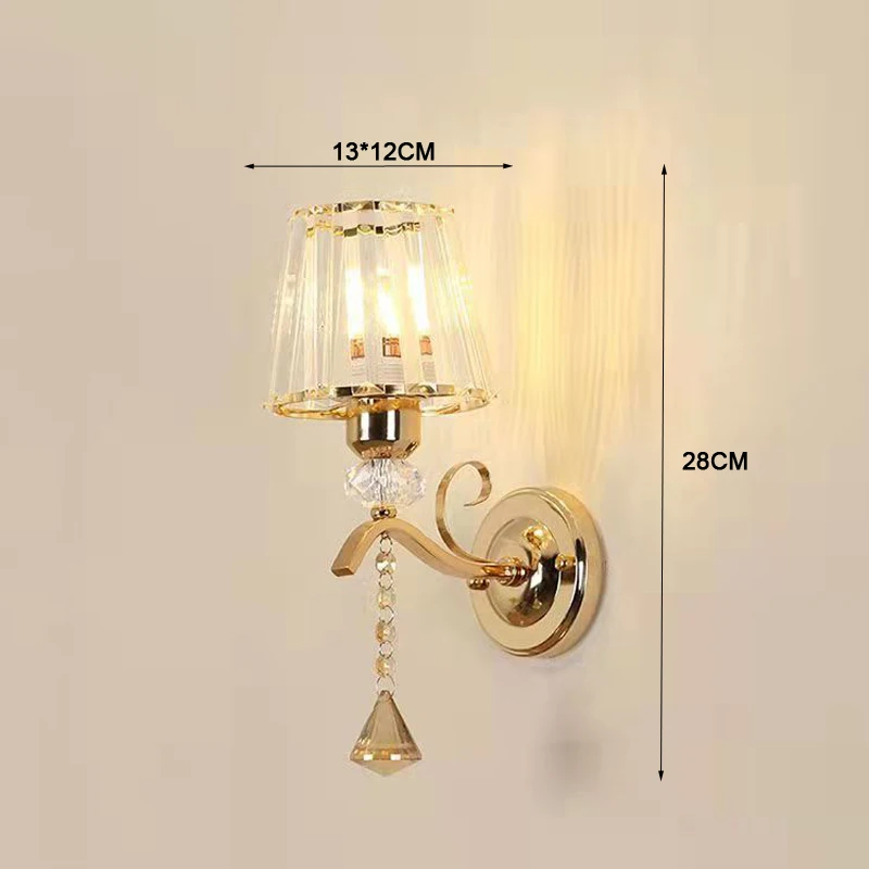 RoyaleGlow Gold Crystal Wall Sconce Modern Vanity Light Fixture
