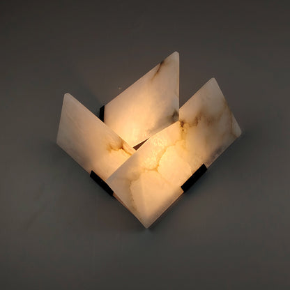 RoyaleGlow Modern Alabaster Wall Sconce Light - Natural Stone LED Fixture for Hallway & Bedroom