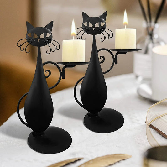 Royaleva Black Cat Candle Holder for Stylish Decor