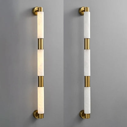 Royelux Alabaster Cylinder Wall Sconce - Brass Minimalist Modern Wall Light