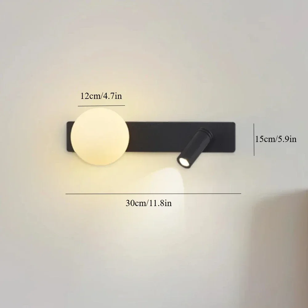 LuxRoyale Modern Alabaster Wall Sconce with Adjustable LED Reading Light