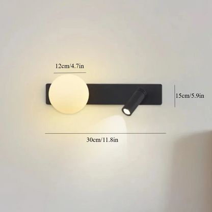LuxRoyale Modern Alabaster Wall Sconce with Adjustable LED Reading Light