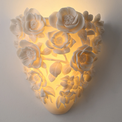 LuxRoyale French Provincial Floral Rose Carved LED Wall Sconce - Resin Wall Lamp for Bedroom Living Room and Hallway