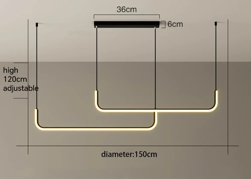 Royelux Modern Linear LED Pendant Light For Kitchen Island And Dining Room