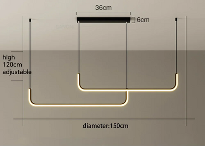 Royelux Modern Linear LED Pendant Light For Kitchen Island And Dining Room