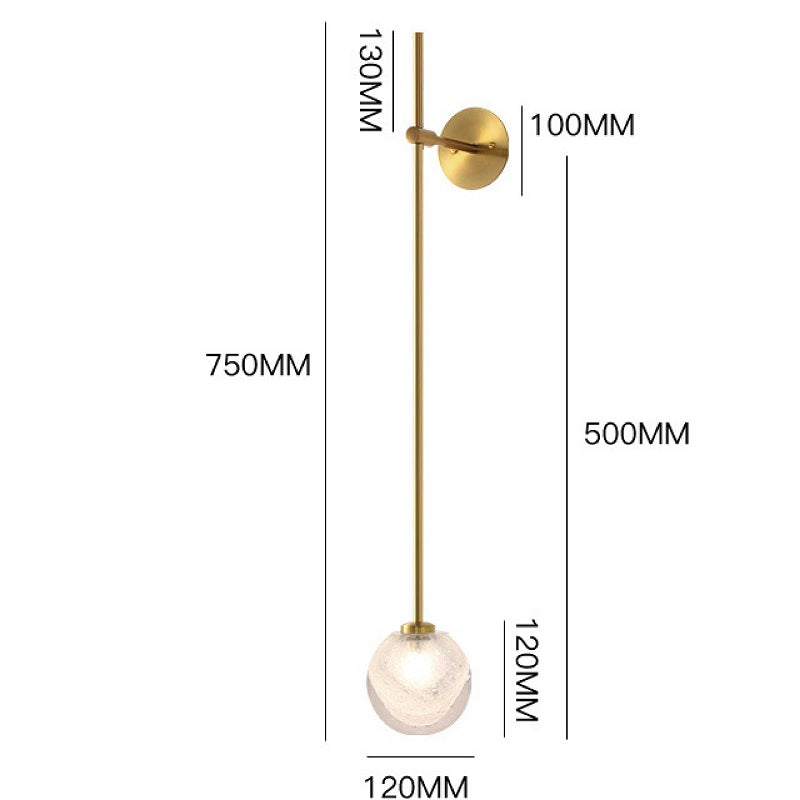 RoyaleGlow Modern Black & Gold Wall Sconce with Bubble Glass Globe