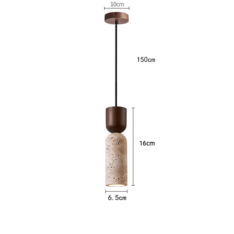 RoyaleGlow Wabi Sabi Travertine Pendant Light-Minimalist Wood Stone Finish Ceiling Lamp