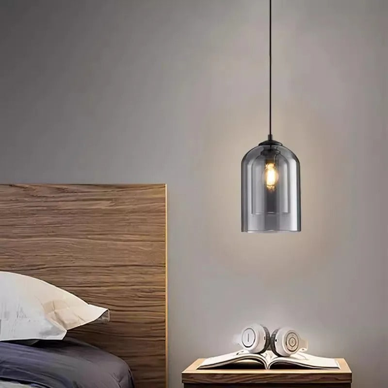 Lumora Modern Smoked Glass Dual-Shade Pendant Light for Dining Room