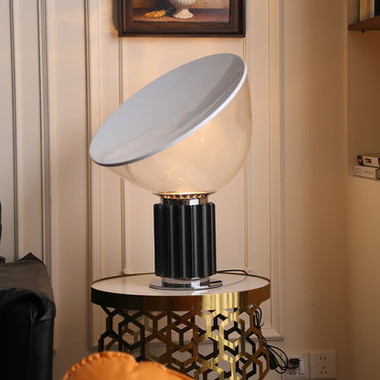 RoyaleGlow Industrial Table Lamp - Adjustable Clear Glass & Black Metal Base
