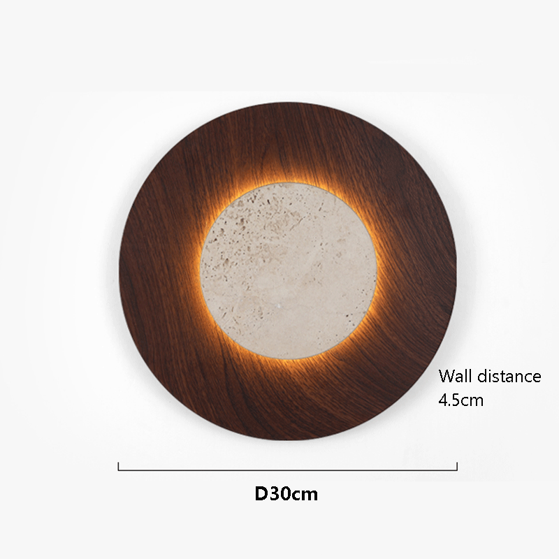 RoyaleGlow Yellow Travertine Round Wall Lamp-Modern Stone Lighting Fixture