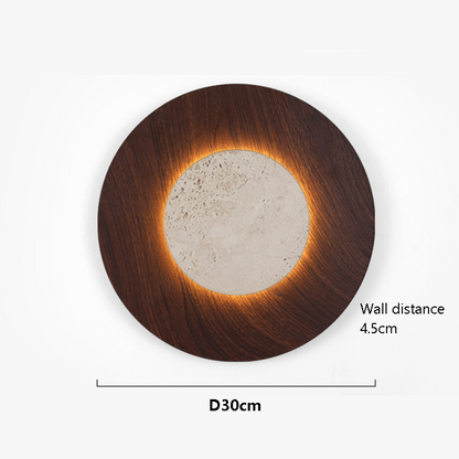 RoyaleGlow Yellow Travertine Round Wall Lamp-Modern Stone Lighting Fixture
