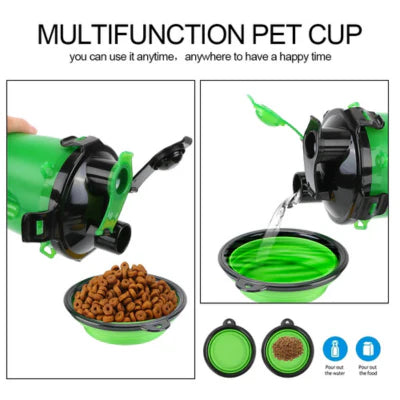 Royaleva 2in1 Collapsible Pet Water Bottle and Feeder