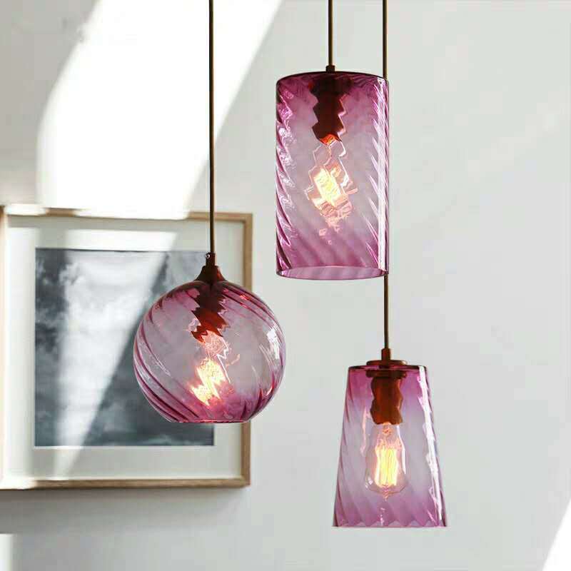 RoyaleGlow Modern Amber Swirl Glass Pendant Light - E26/E27 Adjustable Hanging Lamp