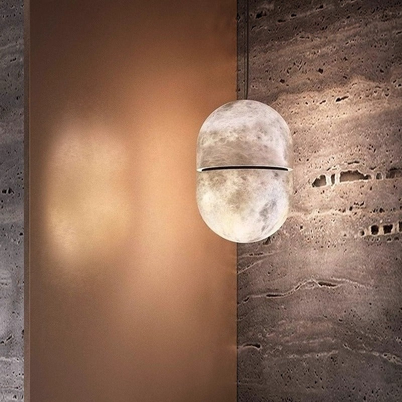 RoyaleGlow Capsule Pendant Light-Modern Minimalist White Opal Glass Fixture
