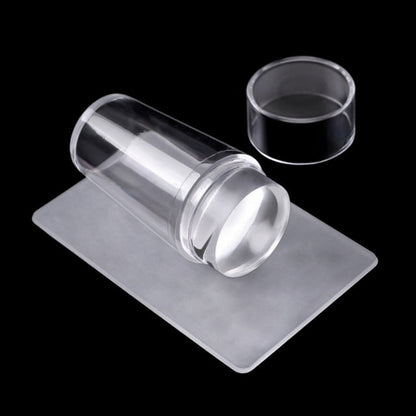 Silicone transparent nail stamper with scraper – clear silicone nail art stamping tool with ergonomic scraper, perfect for precise polish transfers and DIY manicure designs.
