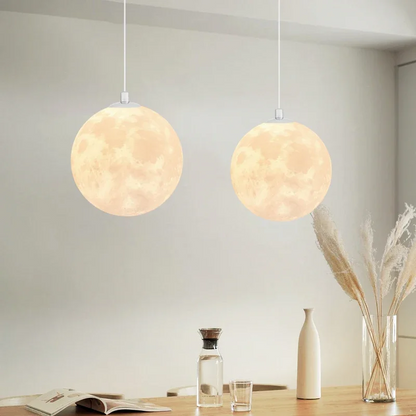 LuxRoyale Moon Pendant Light - 3D-Printed Lunar Surface Chandelier, Warm Ambient Glow