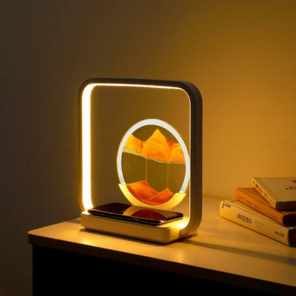 Royelux 3D Moving Sand Art Lamp with 15W Wireless Charger & LED Desk Light